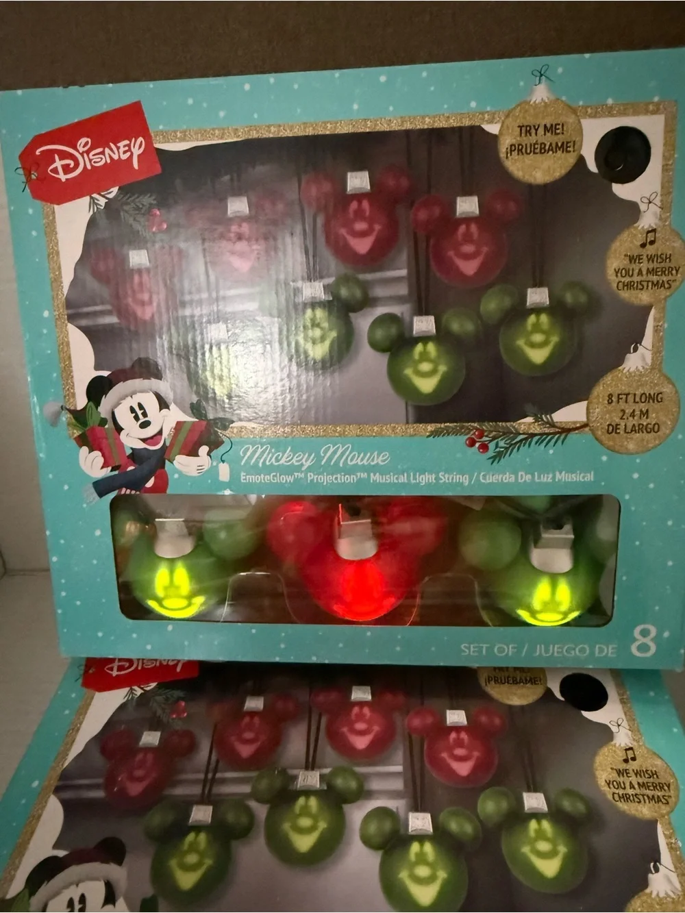 Walt Disney Mickey Mouse Gemmy EmoteGlow Singing Musical String Light Set Lot 2